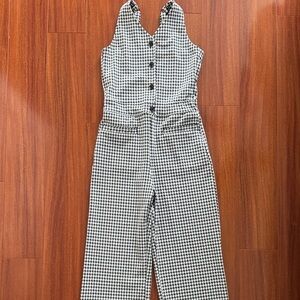 Abercrombie Kids Black and White Houndstooth Jumpsuit